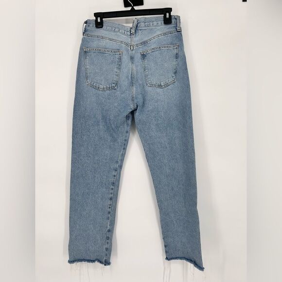 Agolde Criss Cross Straight Jeans Light Blue 28 Raw Hem - Picture 4 of 13